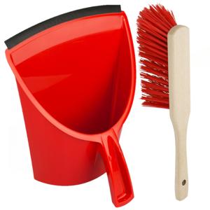 Buemag Stoffer en blik/emmer set - rood - kunststof - binnen en buiten gebruik