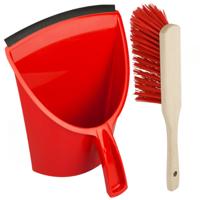 Buemag Stoffer en blik/emmer set - rood - kunststof - binnen en buiten gebruik Buemag Stoffer en blik/emmer set - rood - kunststof - binnen en buiten gebruik