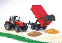 Bruder Massey Ferguson Tractor Rood 7480 Met Aanhanger - thumbnail