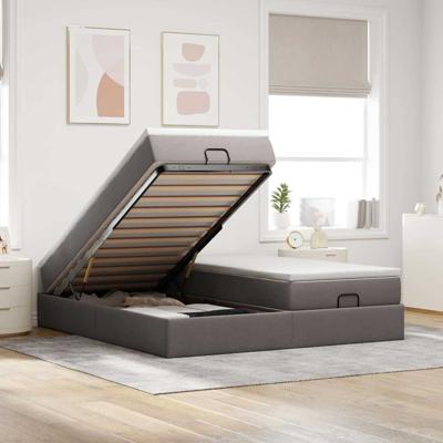 Ottoman bed met matrassen 180x200cm stof taupe