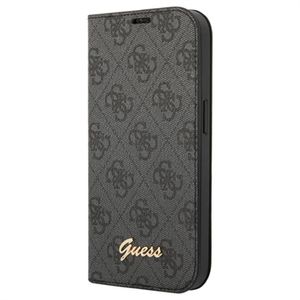 Guess 4G Metal Gold Logo iPhone 14 Plus Flip Case - Zwart