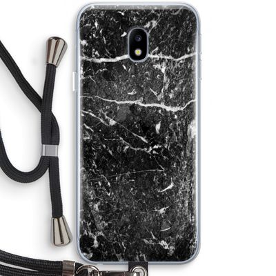 Zwart marmer: Samsung Galaxy J3 (2017) Transparant Hoesje met koord