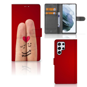 Samsung Galaxy S22 Ultra Wallet Case met Pasjes Liefde - Origineel Romantisch Cadeau