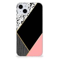 iPhone 15 TPU Hoesje Zwart Roze Vormen