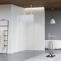 Fortifura Galeria inloopdouche - 60x200cm - ribbelglas - plafondarm - mat wit SW797950/SW797906/SW804546