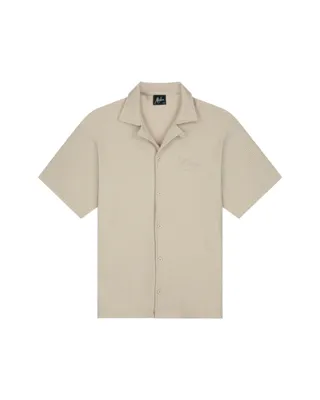 Malelions Junior Ribbed Script Shirt Kids Beige - Maat 152 - Kleur: Beige | Soccerfanshop