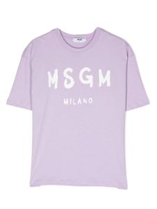 MSGM Kids t-shirt en coton à logo imprimé - Violet