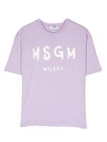 MSGM Kids t-shirt en coton à logo imprimé - Violet