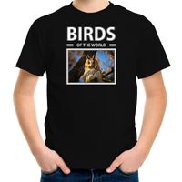 Ransuil foto t-shirt zwart voor kinderen - birds of the world cadeau shirt uilen liefhebber XL (158-164)  -
