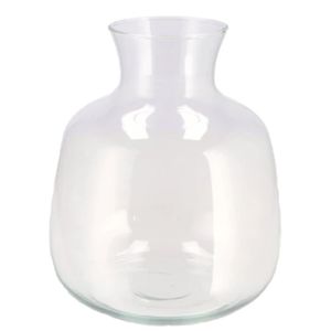 Bloemenvaas Mira - fles vaas model - transparant glas - D24 x H28 cm