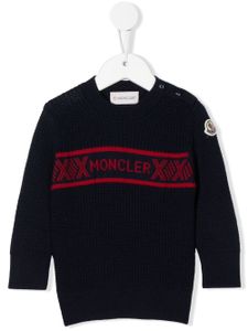 Moncler Enfant sweat à logo imprimé - Bleu