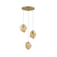 Lyora HanglampOdelle 3-lichts goud met amber glas - 9009254