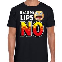 Funny emoticon t-shirt Read my lips NO zwart voor heren - Fun / cadeau - Foute party kleding