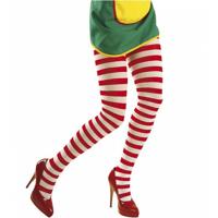 Verkleed panty - rood/wit - gestreept - voor dames - one size M/L - damespanty Verkleed panty - rood/wit - gestreept - voor dames - one size M/L - damespanty
