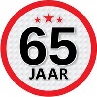 65 jaar leeftijd sticker rond verjaardag versiering   -