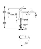 GROHE Eurosmart Cosmopolitan wastafelkraan, uittrekbare ketting met stop, medium uitloop, L-uitloop, SilkMove ES, chroom - thumbnail