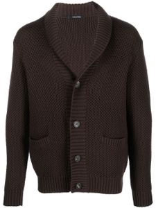 Tagliatore shawl-lapel waffle-knit cardigan - Marron