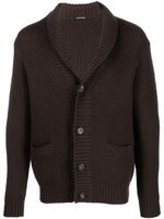 Tagliatore shawl-lapel waffle-knit cardigan - Marron - thumbnail