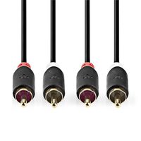 Stereo-Audiokabel | 2x RCA Male | 2x RCA Male | Verguld | 0.5 m | Rond | Antraciet | Doos