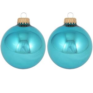 Kerstballen - 24x st - turquoise blauw - 7 cm - glas - kerstversiering