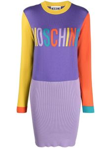 Moschino robe en maille à logo brodé - Bleu