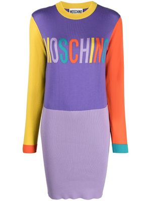 Moschino robe-pull à logo en intarsia - Bleu