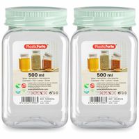 Voorraadpot/bewaarpot - 2x - 500 ml - kunststof - mint groen - B7 x H13 cm