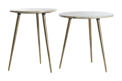 Light & Living Ronde Bijzettafel 'Zeca' Marmer, Set van 2 stuks