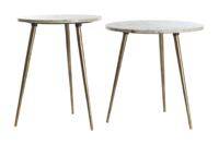 Light & Living Ronde Bijzettafel 'Zeca' Marmer, Set van 2 stuks
