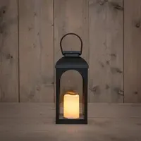 Anna's Collection Lantaarn solar met kaars 11x27cm zwart