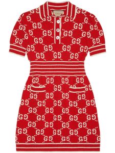 Gucci robe courte en maille à logo en jacquard - Rouge