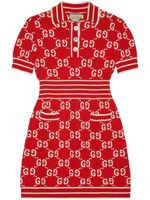 Gucci robe courte en maille à logo en jacquard - Rouge