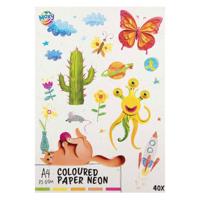 Creative Craft Group Gekleurd papier fluor a4, 40 vellen 5 kleuren