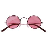 Party carnaval zonnebril - Hippie Flower Power Sixties - ronde glazen - roze