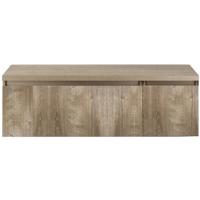 Frozen 3D Badmeubelset 140 cm - Greeplijst in Kleur - Wastafel Onderkast met Bovenblad Grain Oak