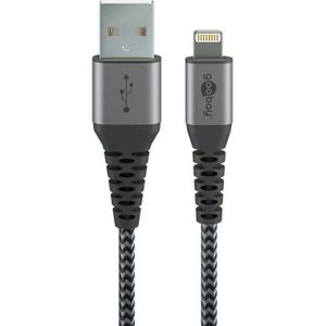 Lightning naar USB-A textielkabel met metalen aansluitingen Kabel