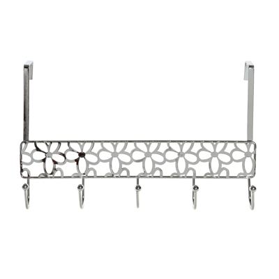 Items Kapstok - deurhanger - zilver - bloemen patroon - 32 cm