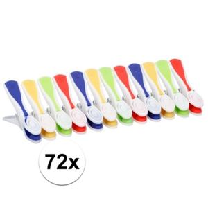 Wasknijpers - 72x stuks - multi-kleur - kunststof - wasspelden