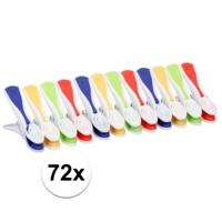 Wasknijpers - 72x stuks - multi-kleur - kunststof - wasspelden