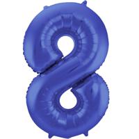 Folat Verjaardag Leeftijd folieballon - 8 jaar - blauw - 88 cm - cijferballon groot