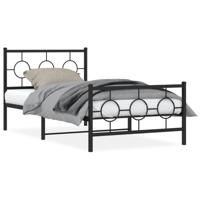 Bedframe met hoofd- en voeteneinde metaal zwart 100x190 cm