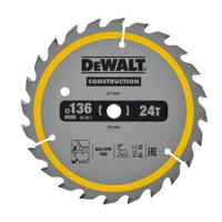 DeWALT Cirkelzaagblad voor Hout | Construction | Ø 136mm Asgat 10mm 24T - DT1947-QZ