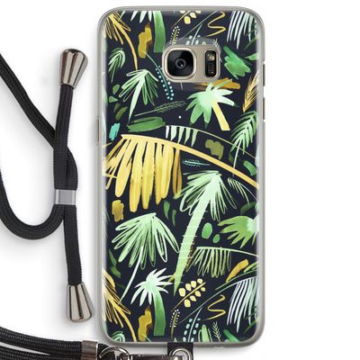Tropical Palms Dark: Samsung Galaxy S7 Edge Transparant Hoesje met koord