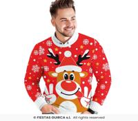 Kerst Sweater Crazy Rendier Rood Heren