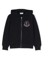 Moncler Enfant hoodie zippé à patch logo - Bleu