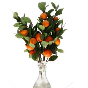 Kunstbloem citrusfruit tak mandarijn/clementine - 3x - 95 cm - oranje - losse steel - Kunst zijdeblo