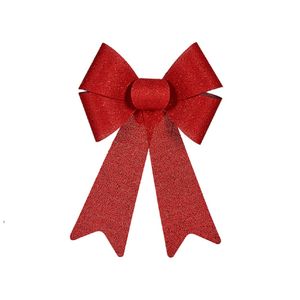 Kerstboomversiering grote ornament strikjes/strikken rood dots 22 x 38 cm