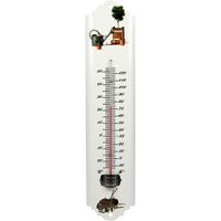Thermometer tuin / buiten metaal wit 30 cm   -