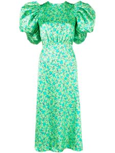 ROTATE BIRGER CHRISTENSEN robe mi-longue en satin à fleurs - Vert