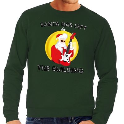 Foute kersttrui groen Santa Elvis has Left the Building heren Foute kersttrui groen Santa Elvis has Left the Building heren